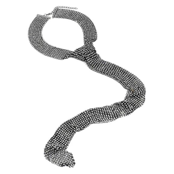 2/$30 Crystal Rhinestone Mesh Tie Necklace For Women - Adjustable Chain NWT - Picture 4 of 11